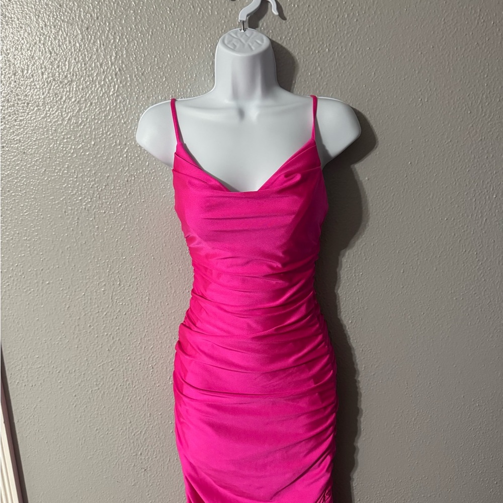 B Darlin Hot Pink Ruched Mini Dress